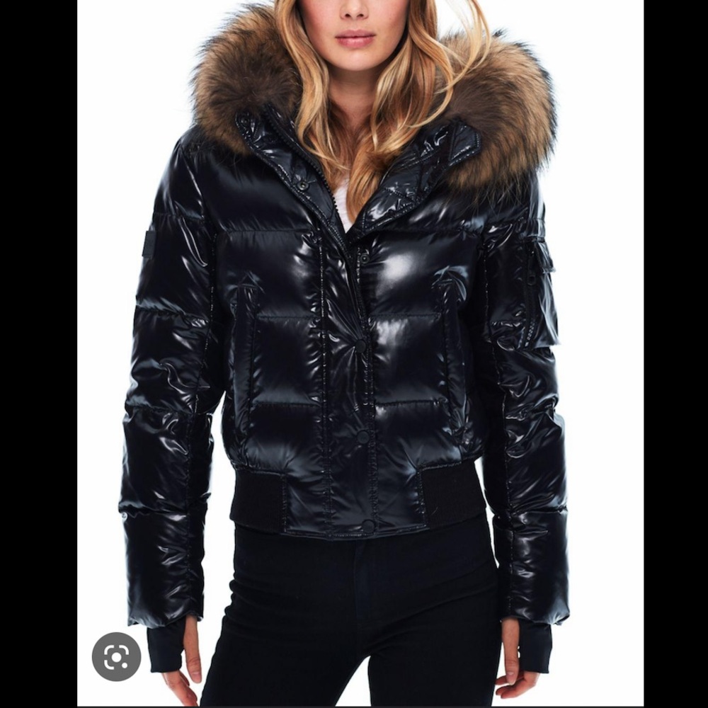 SAM. Skyler raccoon Fur Trim Short Down black Coat -SOLD OUT